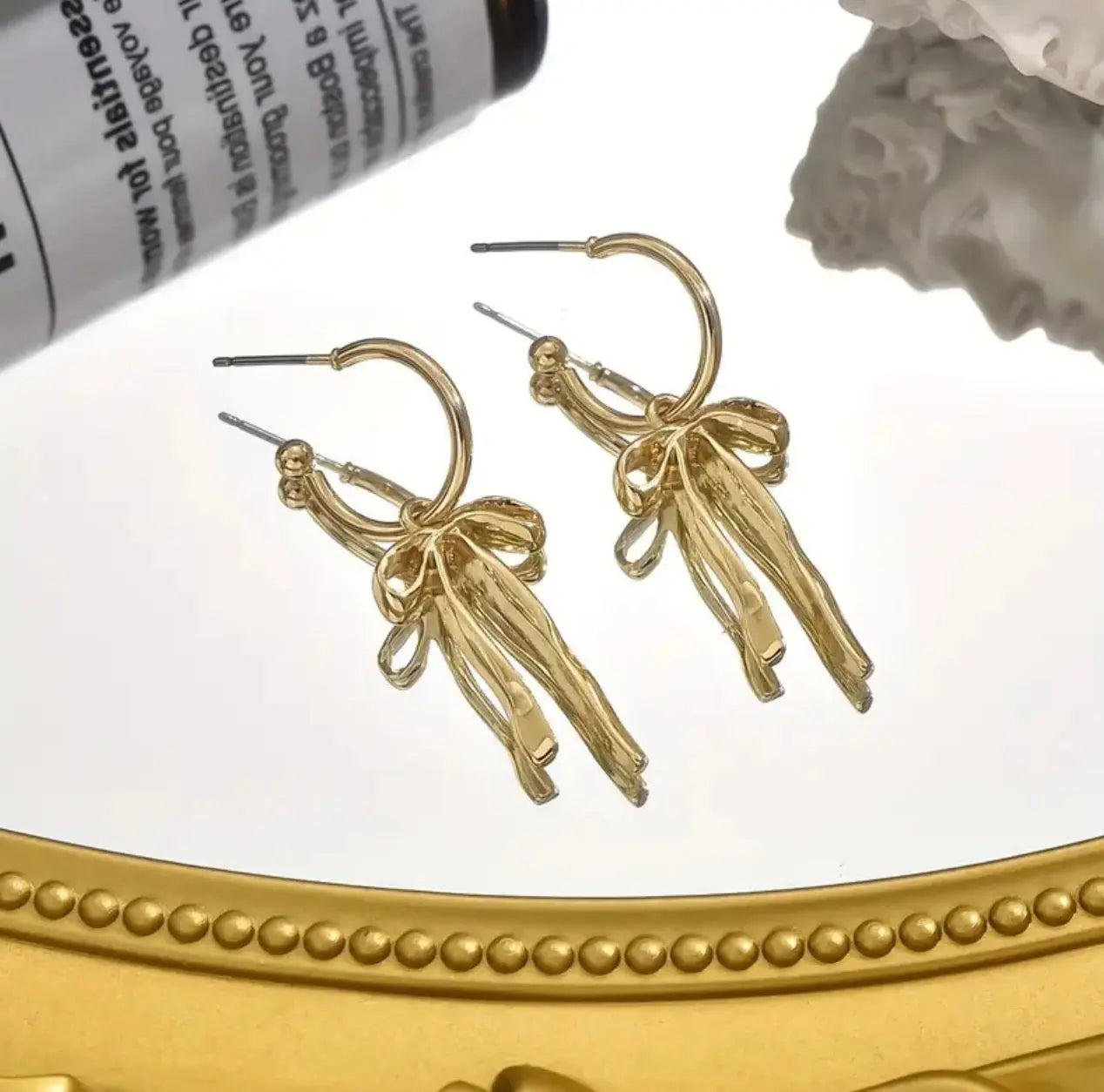 Golden Bow Knot Earrings Ribboned Collective