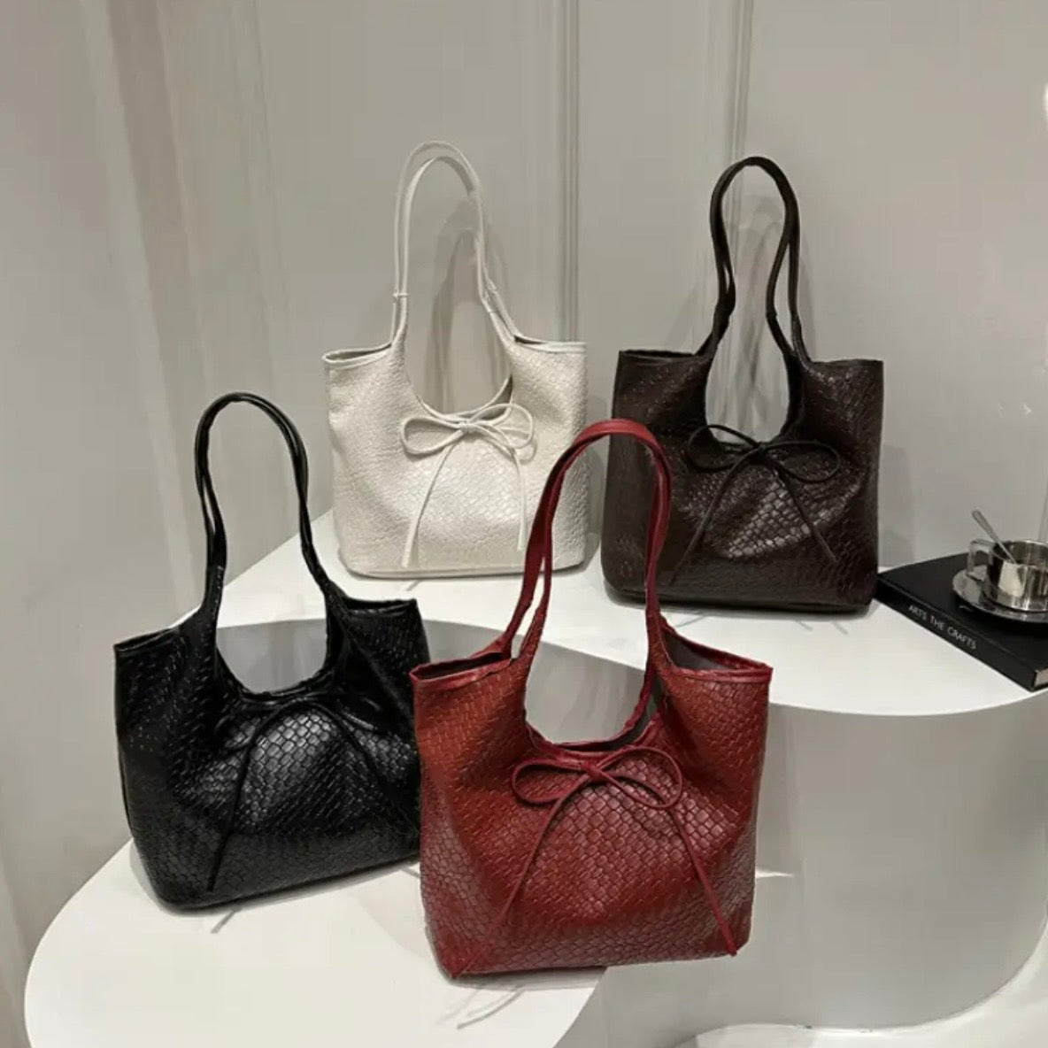 Elara Porcelain Bow Bag.