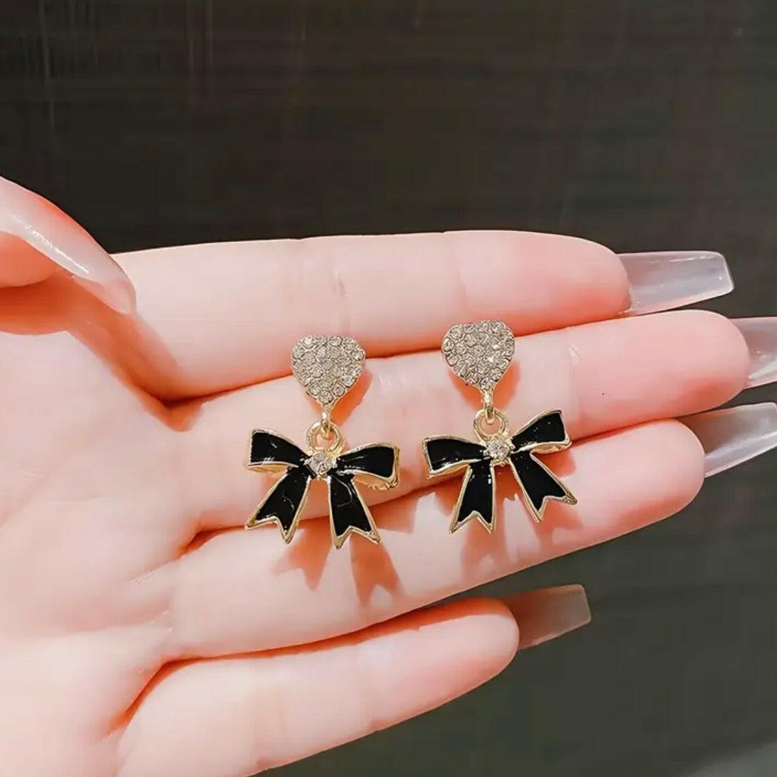Coquette Heart Bow Earrings.