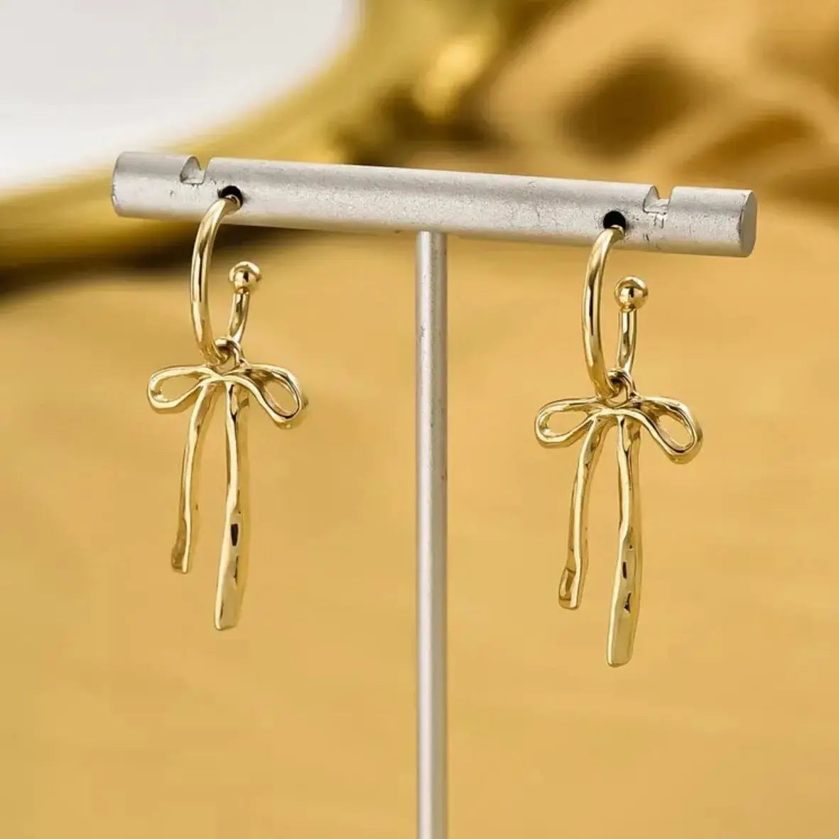 Golden Bow Knot Earrings Ribboned Collective