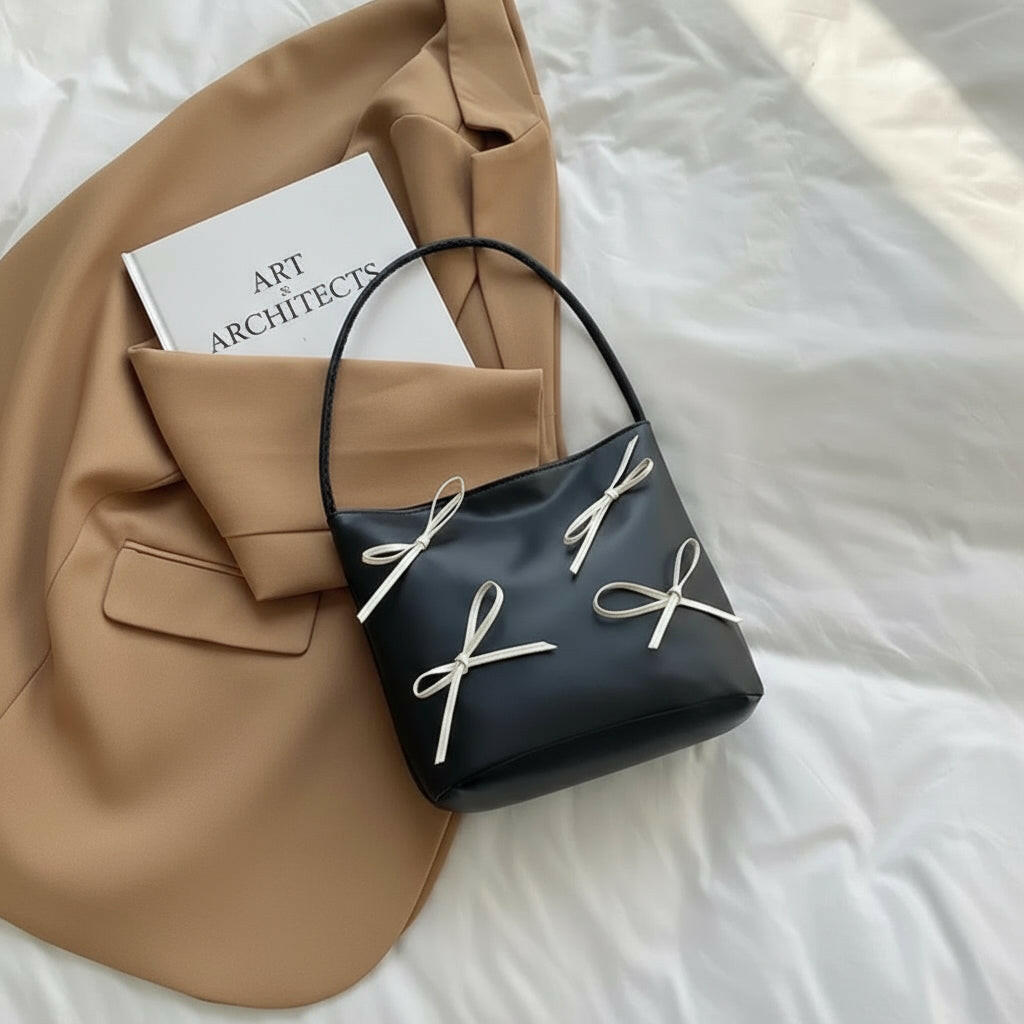 Odette Bow Bag – Obsidian.