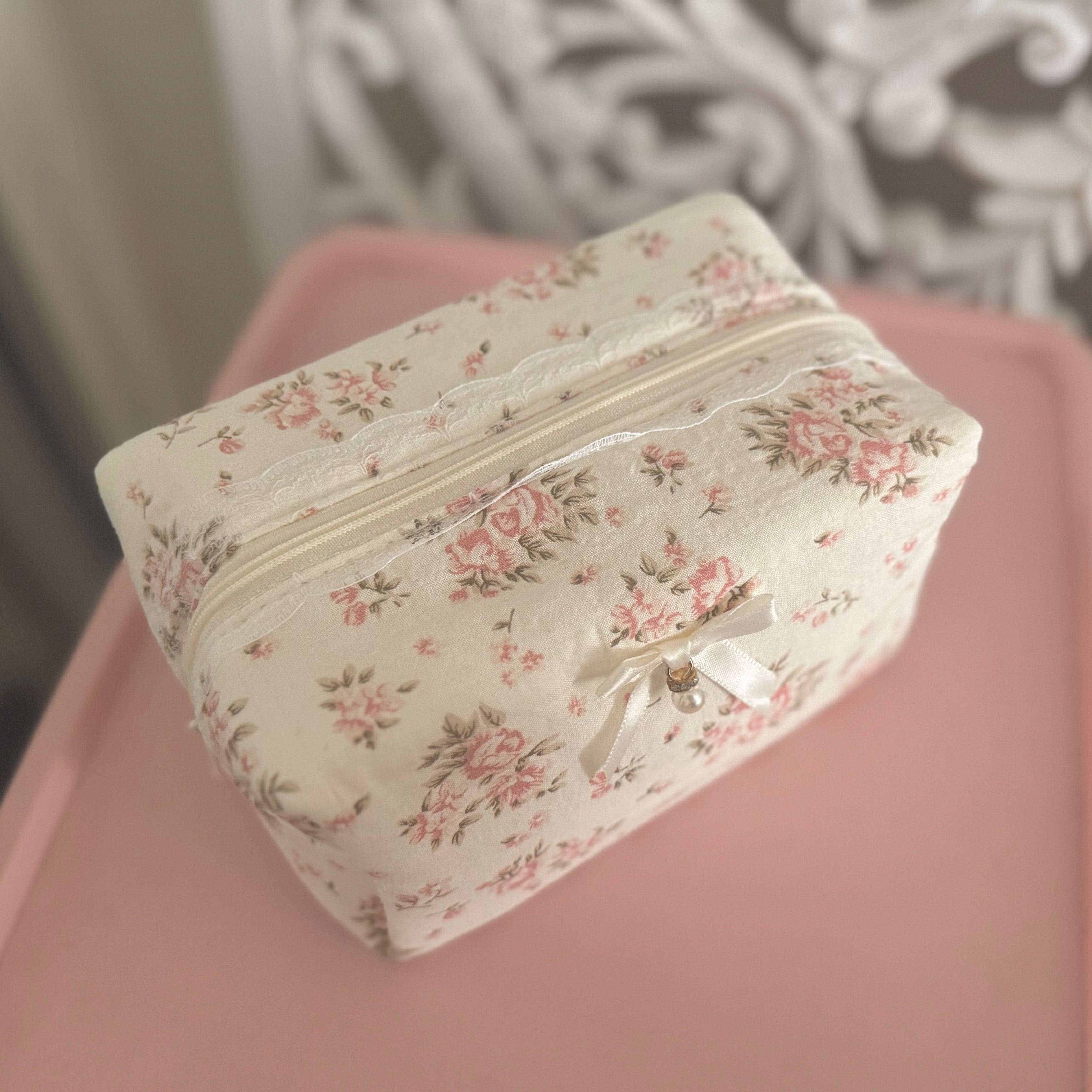 Lace Pearl Charm Cosmetic Bag — Classic Ribboned Collective