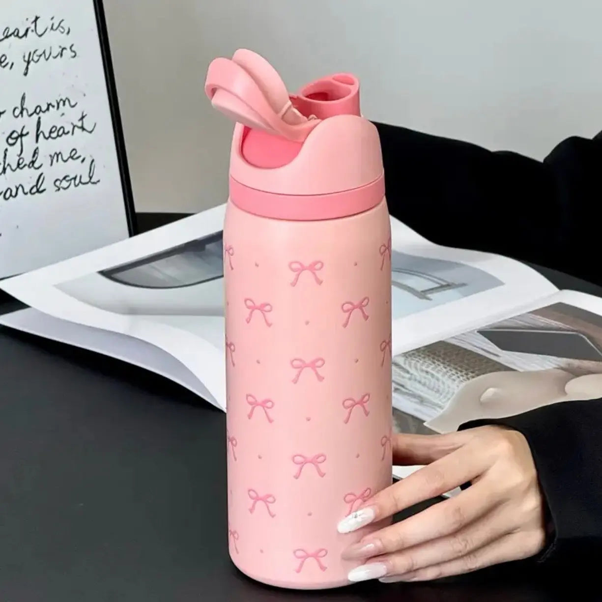 Bow Blush 32oz Hydration Bottle Ribboned Collective