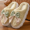 LuxeLounge Bow Slippers - Caramel Ribboned Collective
