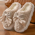 LuxeLounge Bow Slippers - Cocoa Ribboned Collective