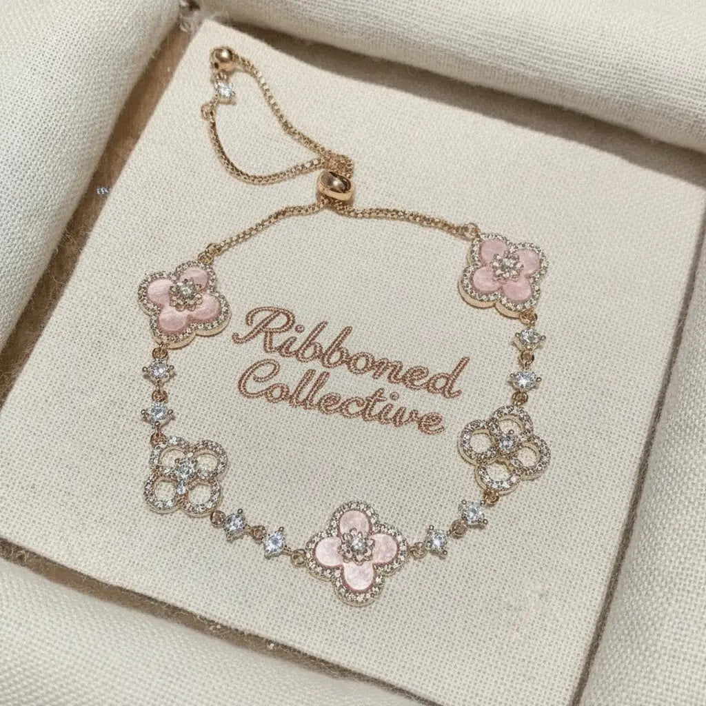 Serenity Clover Bracelet – Satin Gold Ribboned Collective