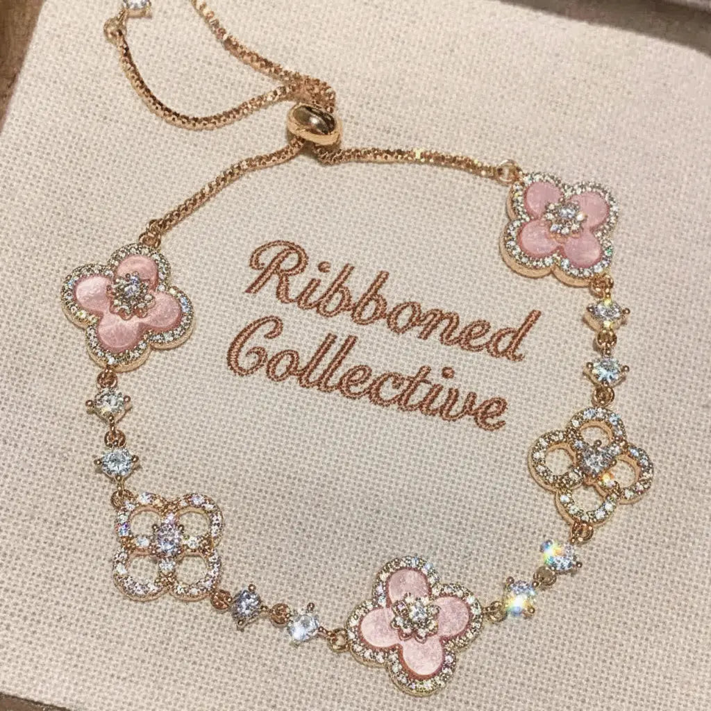 Serenity Clover Bracelet – Satin Gold Ribboned Collective