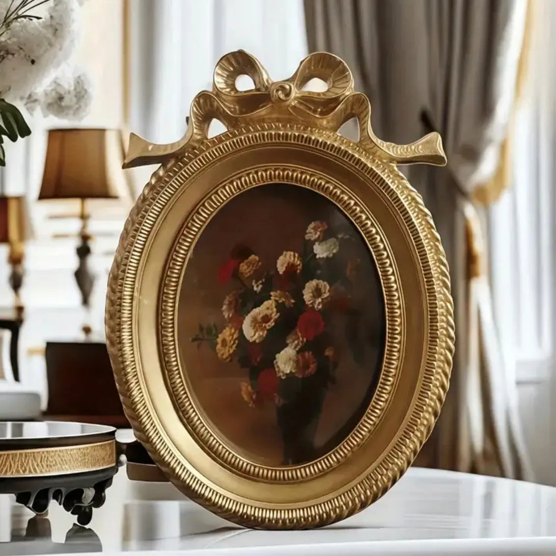 Vintage Bow Keepsake Frame - Oval Ribboned Collective