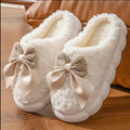 LuxeLounge Bow Slippers - Vanilla Ribboned Collective