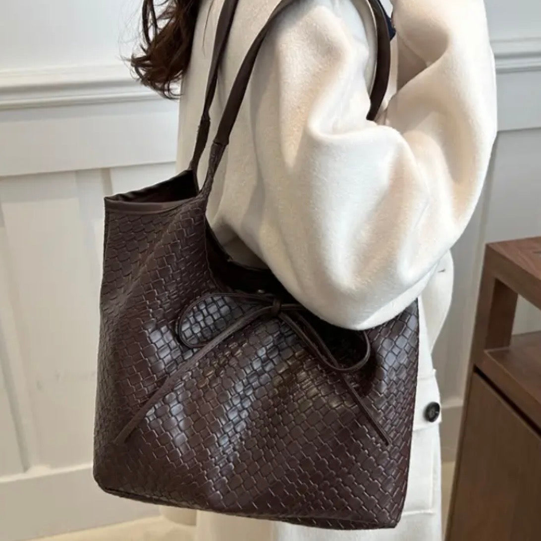 Elara Truffle Bow Bag.