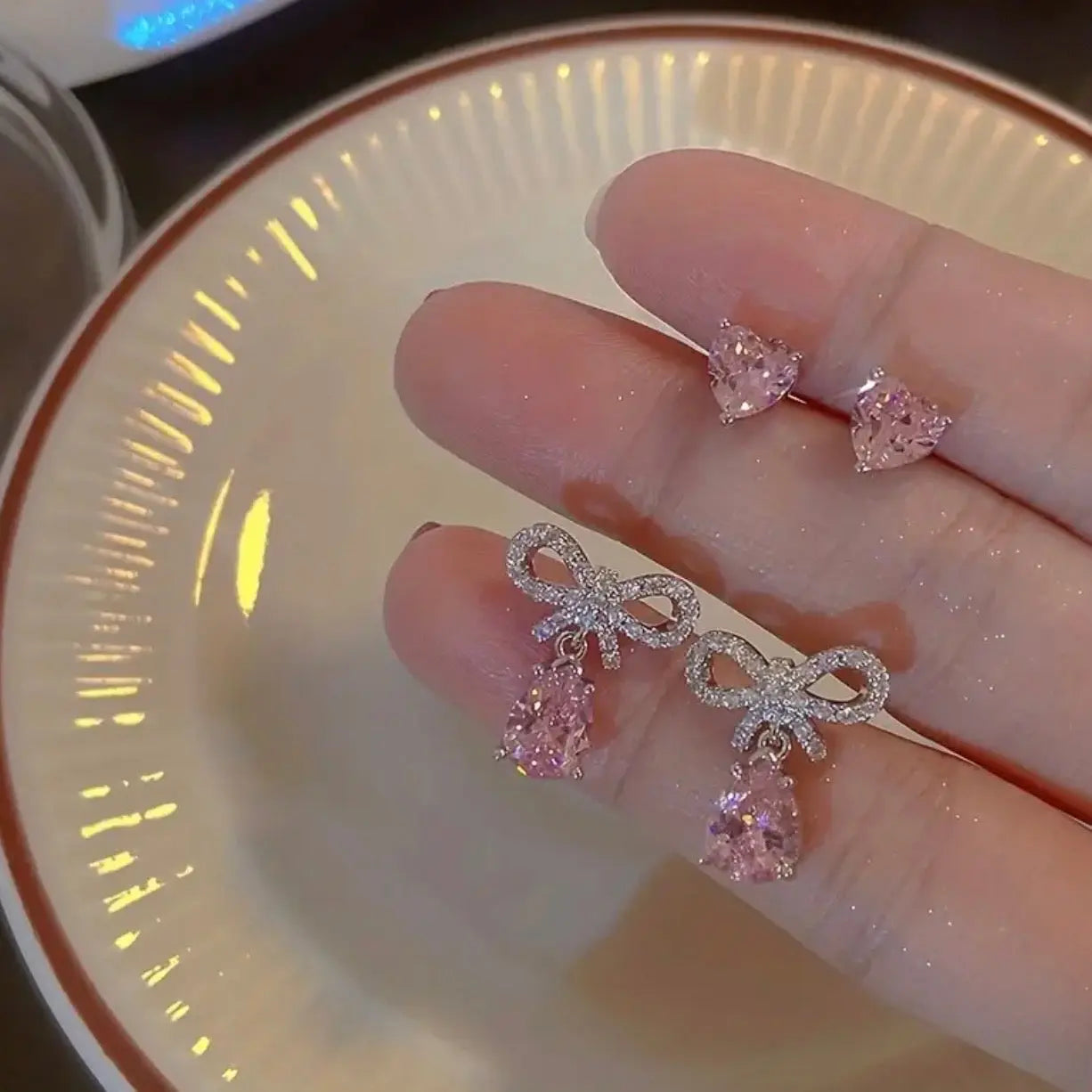 Rosy Radiance Set Earrings Ribboned Collective