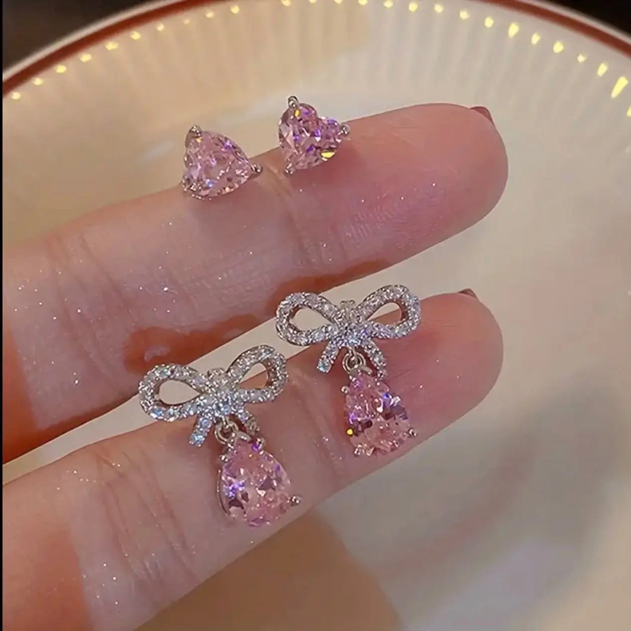 Rosy Radiance Set Earrings Ribboned Collective