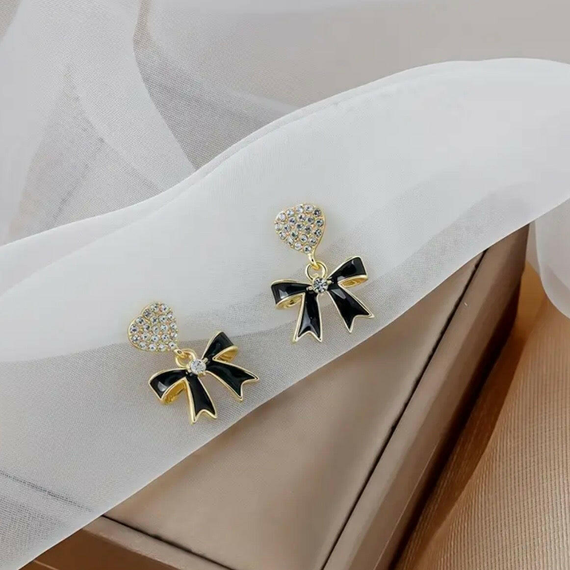 Coquette Heart Bow Earrings.