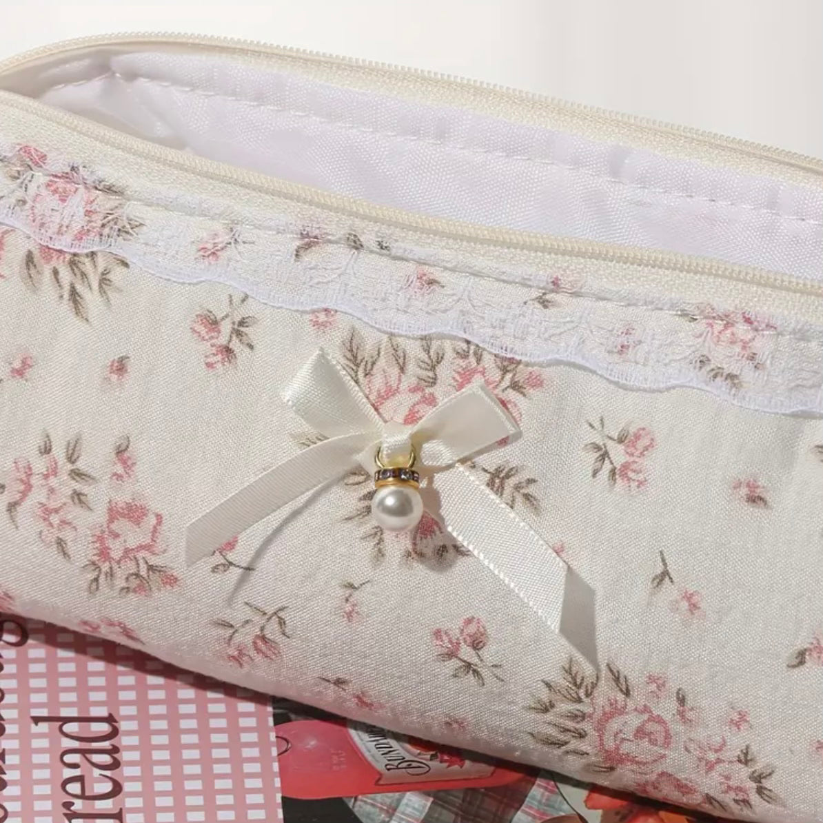 Lace Pearl Charm Cosmetic Bag — Petite.