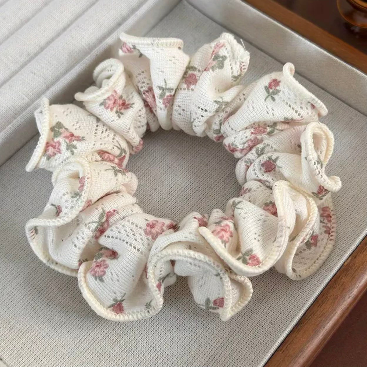 Cream Blossom Scrunchie.
