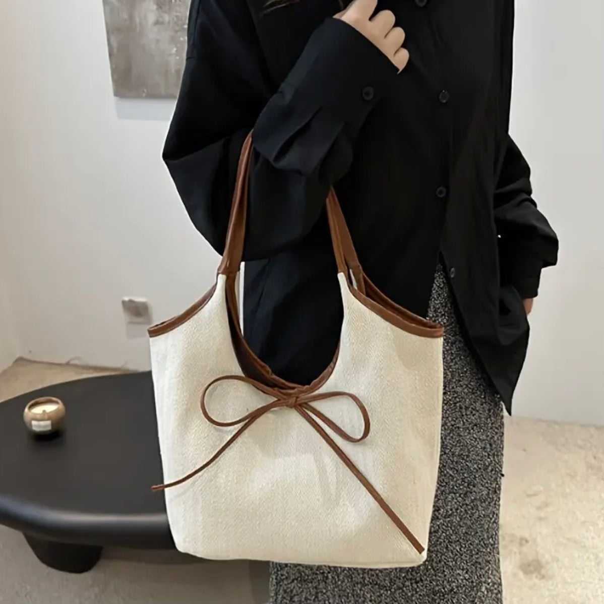 Amara Mocha Bow Bag.