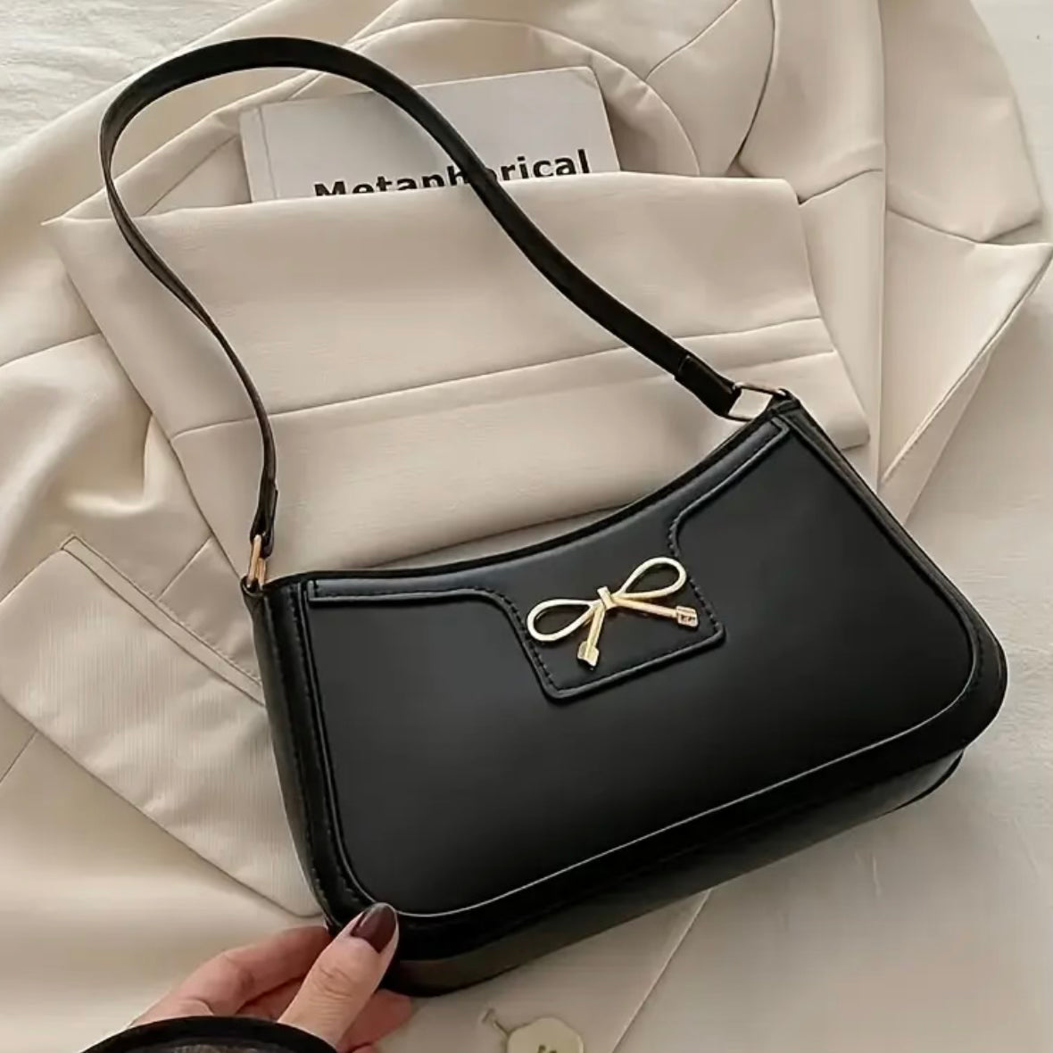 Sabine Noir Bow Bag.