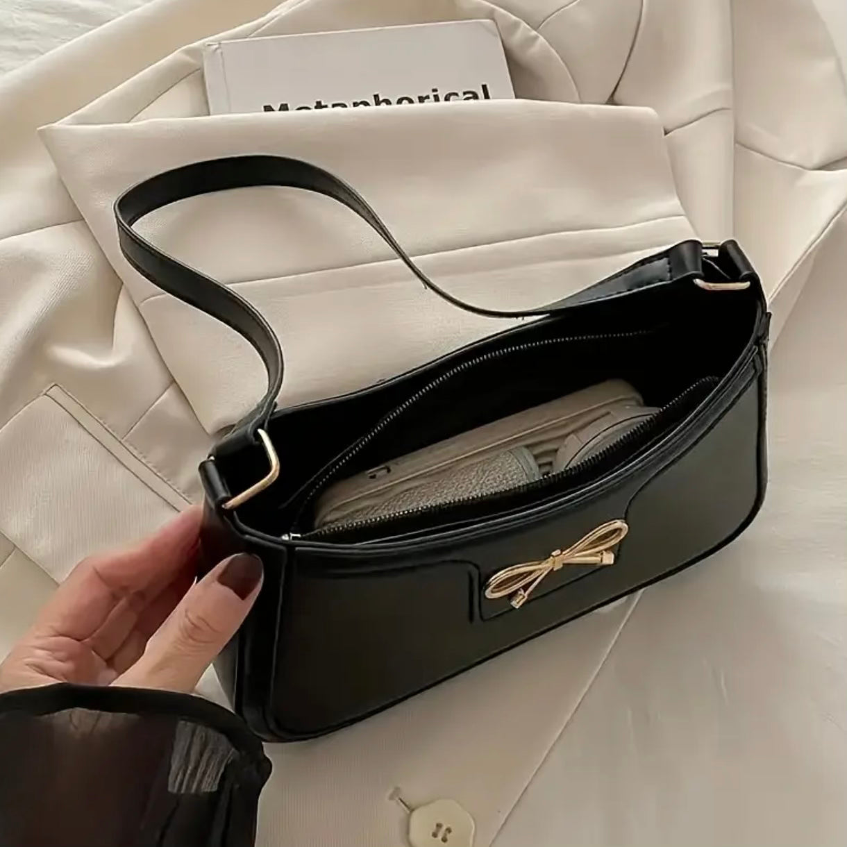 Sabine Noir Bow Bag.