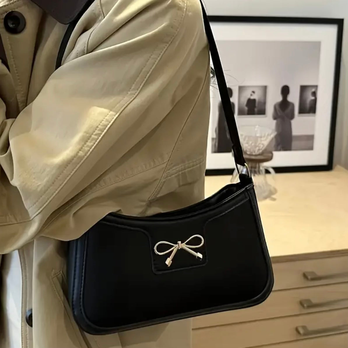 Sabine Noir Bow Bag.