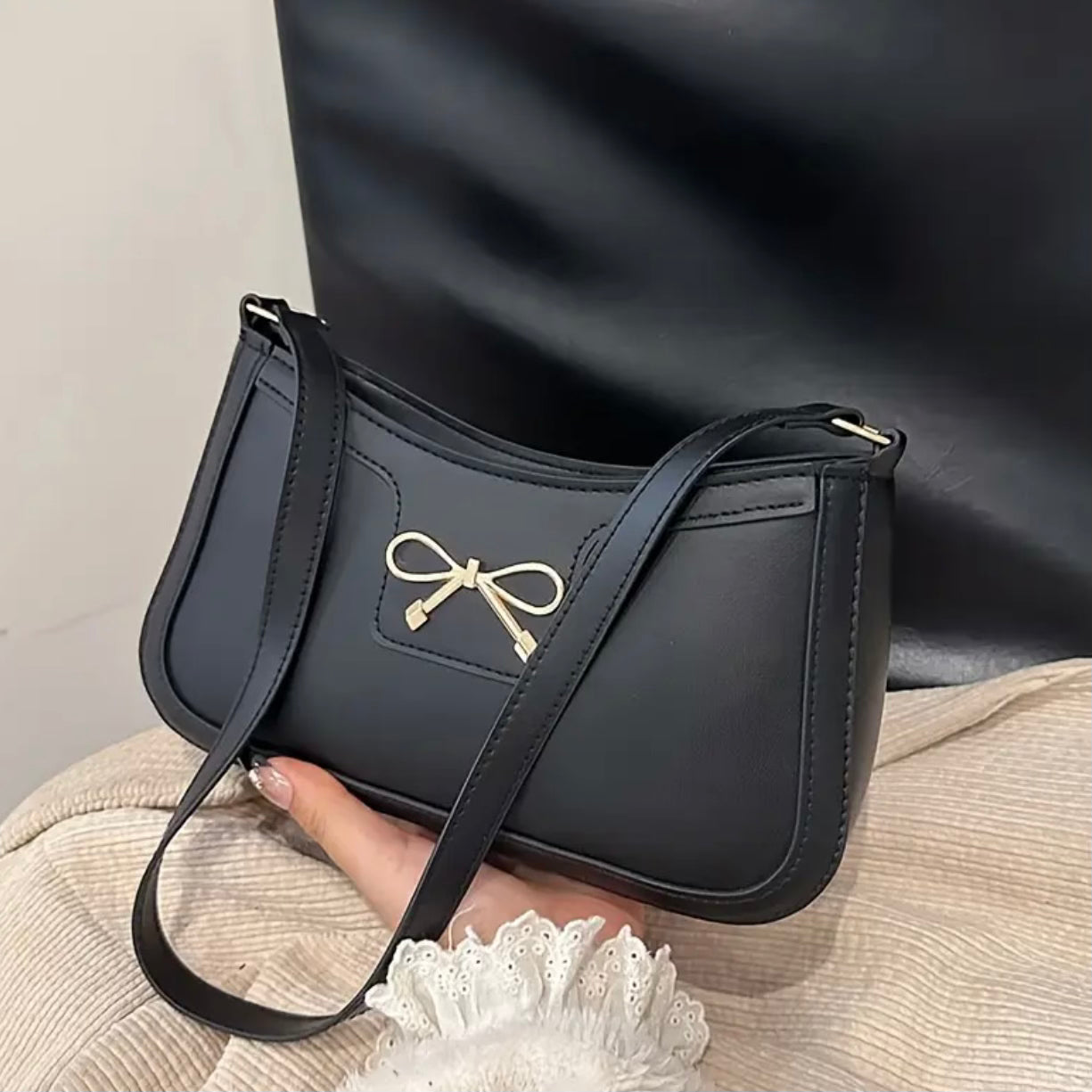 Sabine Noir Bow Bag.
