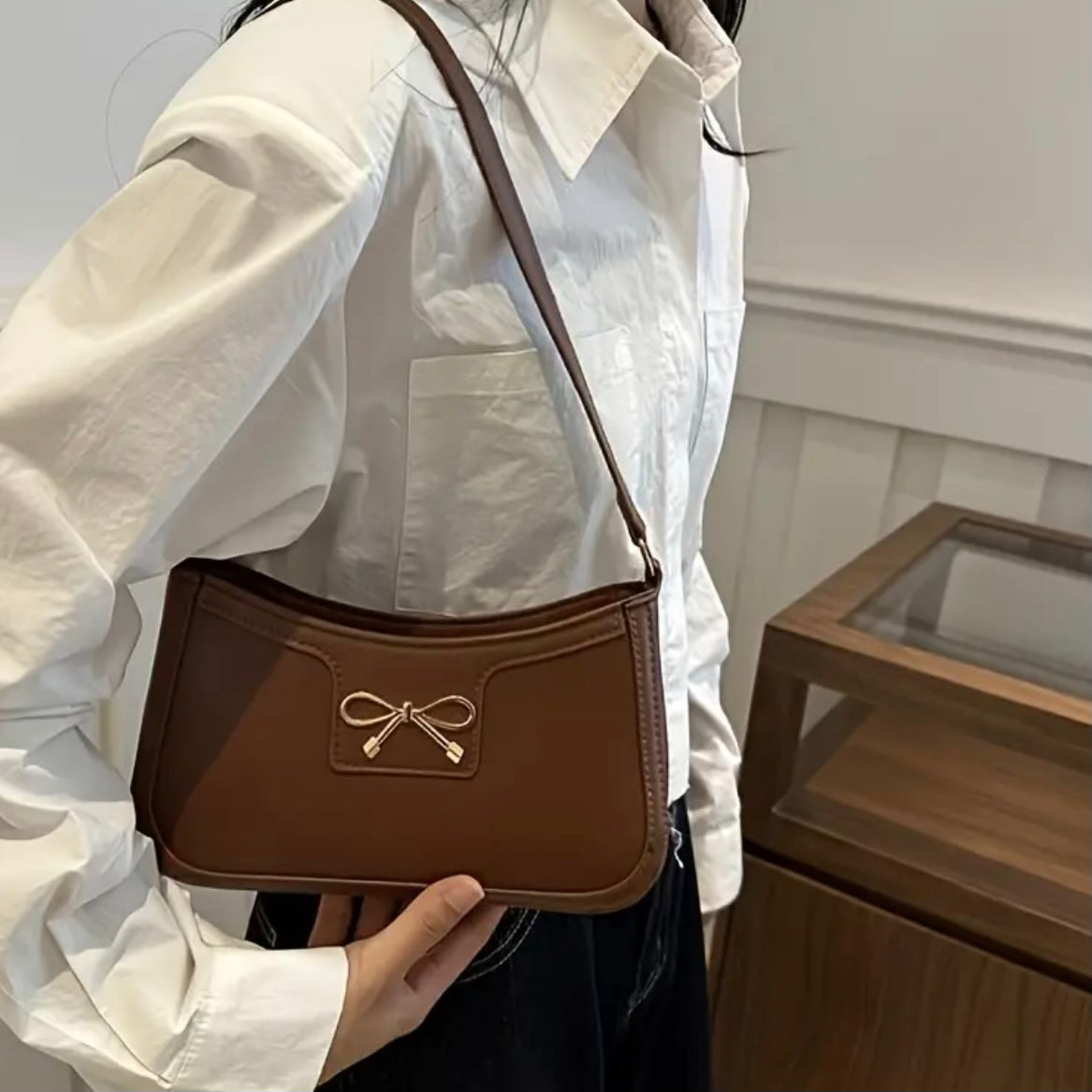 Sabine Mocha Bow Bag.