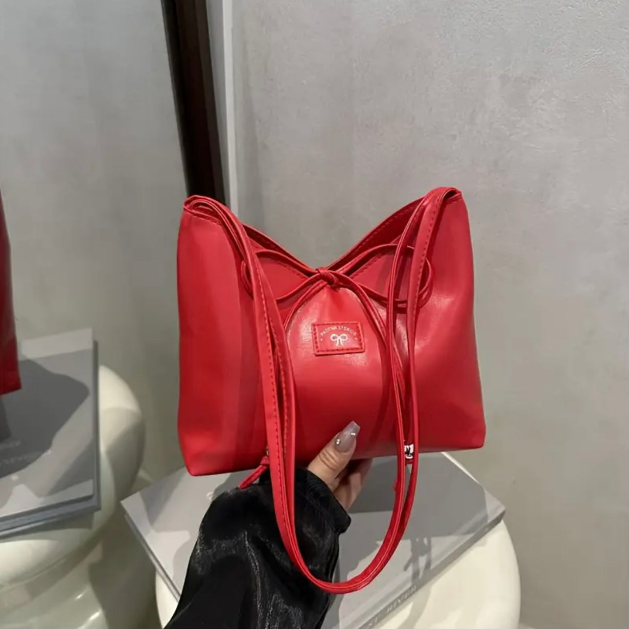 Odette Bow Bag – Crimson