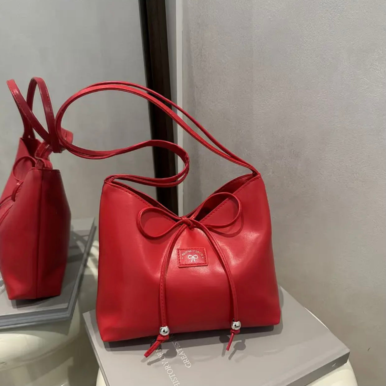 Odette Bow Bag – Crimson